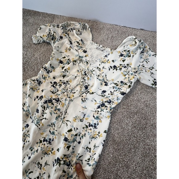 Abercrombie & Fitch Floral Ruffle Sleeve V-Neck Maxi Slip Dress Size Small - Picture 4 of 4